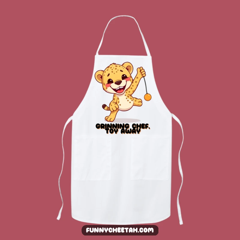 Funny Cheetah Apron: Playful Leap Design, Hilarious Kitchen Fun for Chefs