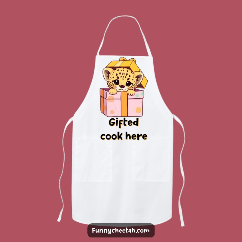 Funny Cheetah Cub Apron: Kitchen Surprise with Gift Cub, Humorous Cooking Gift for Playful Cooks
