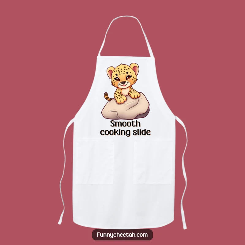 Funny Cheetah Cub Apron: Kitchen Thrills with Rock Cub, Humorous Cooking Gift for Adventurous Chefs