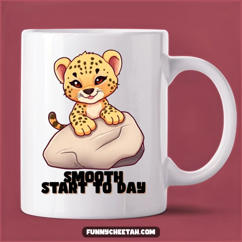 Funny Cheetah Cub Mug: Mischievous Rock Slide, Playful & Humorous Gift for Adventurers