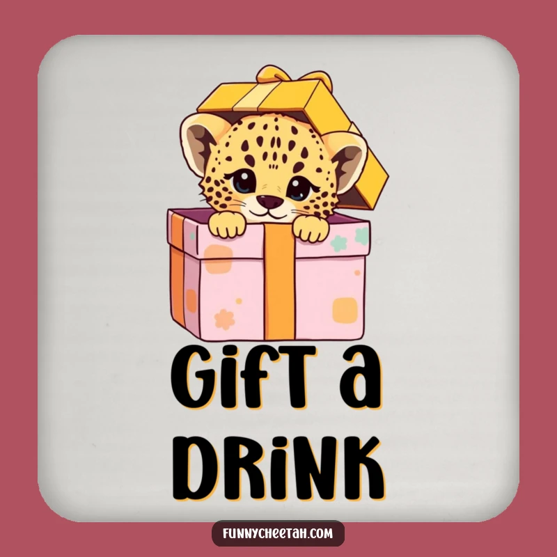 Funny Cheetah Cub Coaster: Protect Tables with Gift Cub, Whimsical & Humorous Gift
