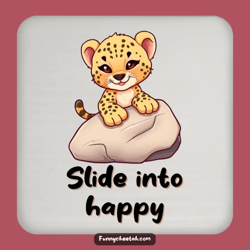 Funny Cheetah Cub Coaster: Protect Tables with Rock Cub, Whimsical & Humorous Gift