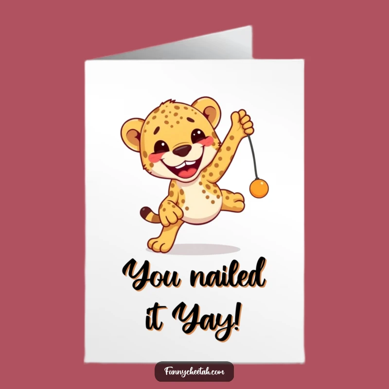 Free Printable Cheetah Congrats Card - Excited Leap Downloadable Gift