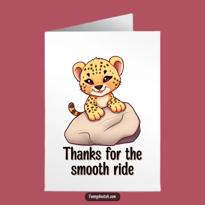 Free Printable Cheetah Cub Thank You Card: Mischievous Cub Sliding Rock Funny Downloadable Gift