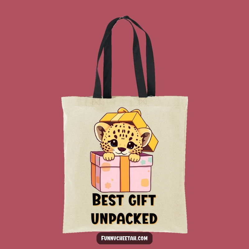 Funny Cheetah Cub Tote Bag: Gift Box Cub Peek, Stylish & Humorous Surprise Companion
