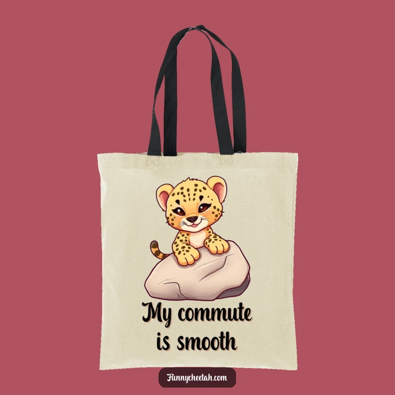 Funny Cheetah Cub Tote Bag: Mischievous Rock Slider Cub, Stylish & Humorous Adventure Bag
