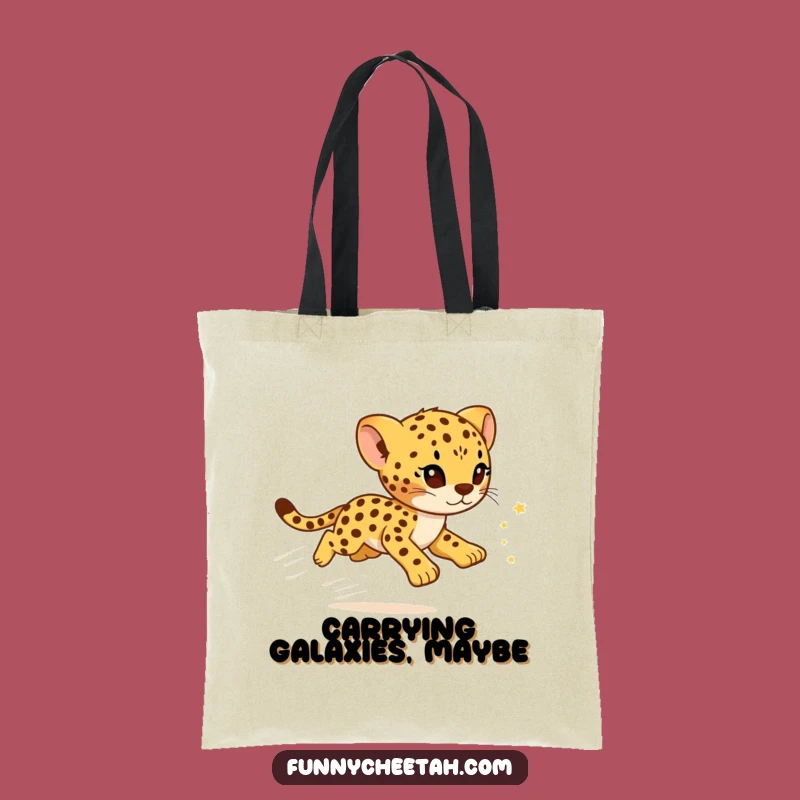 Funny Cheetah Cub Tote Bag: Starry Design, Cute & Hilarious Everyday Bag